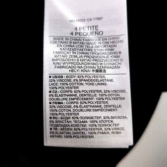 Banana Republic Metallic Lace Tee Dress Black Size Petite 4 Black Mini Sheath - Picture 11 of 12